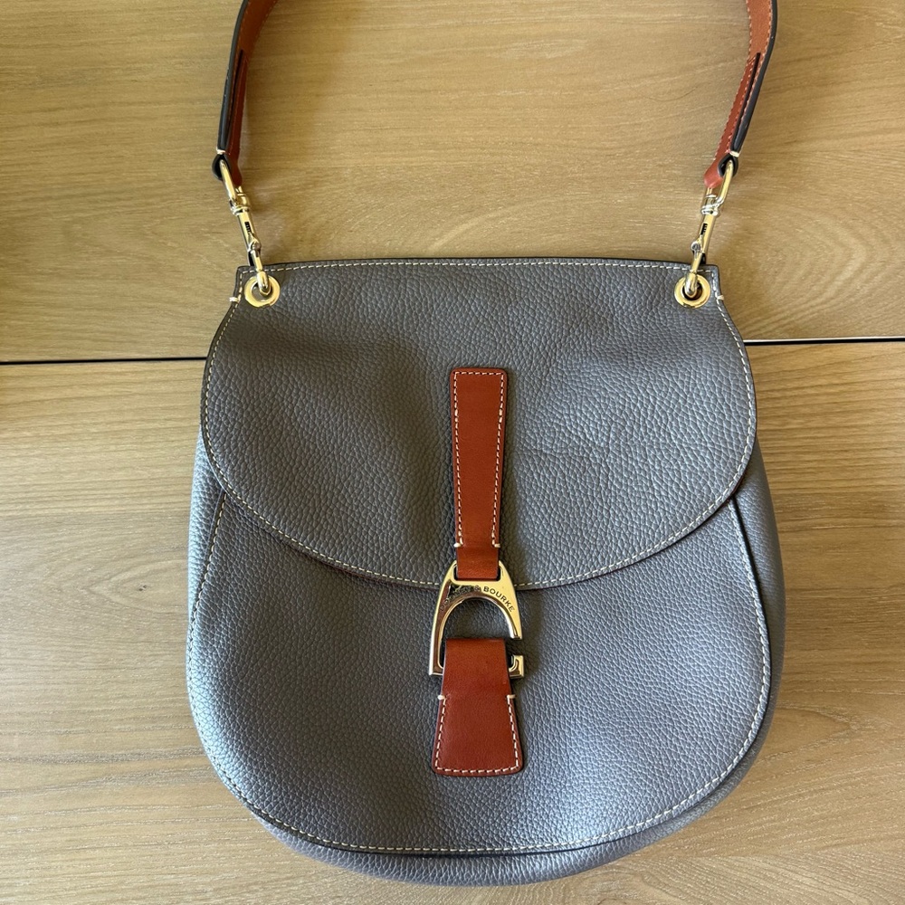 Dooney & Bourke Pebble Grain Gray and Leather Shoulder Bag